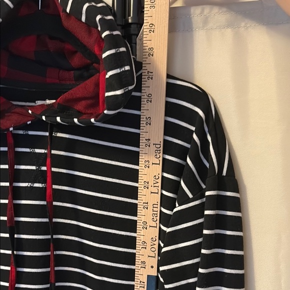 Maurices Black and White Striped Hoodie Sweatshirt - Picture 6 of 6